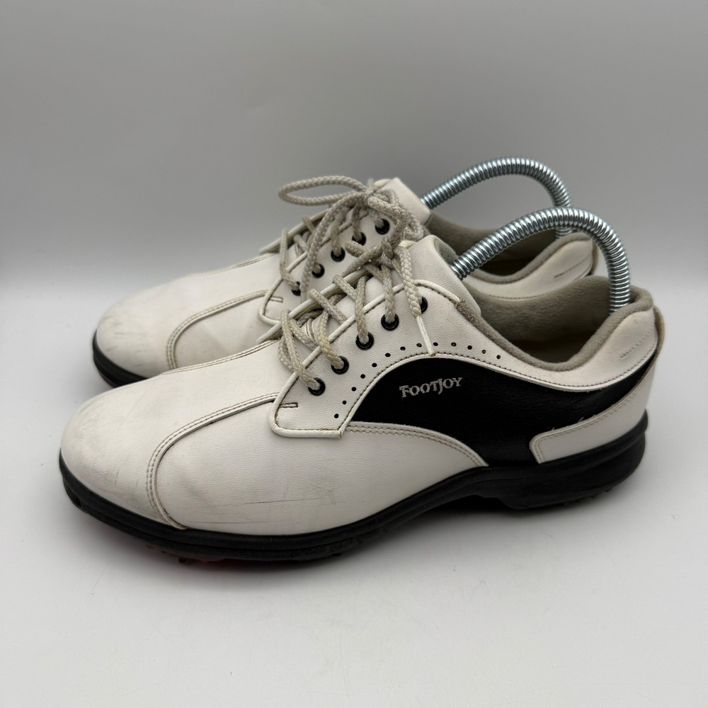 FootJoy GreenJoys Golf Shoes Womens 8.5 White Black Spiked 48384